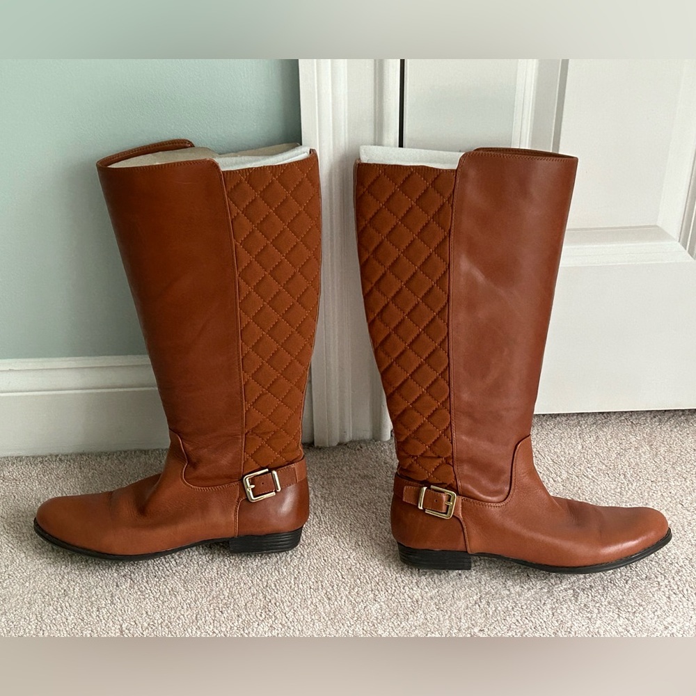 Quilted Tall Riding Boots in Brown